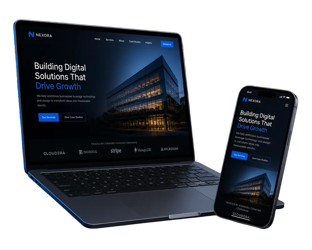 Preview of a modern responsive business website designed by Nelson Web Solutions