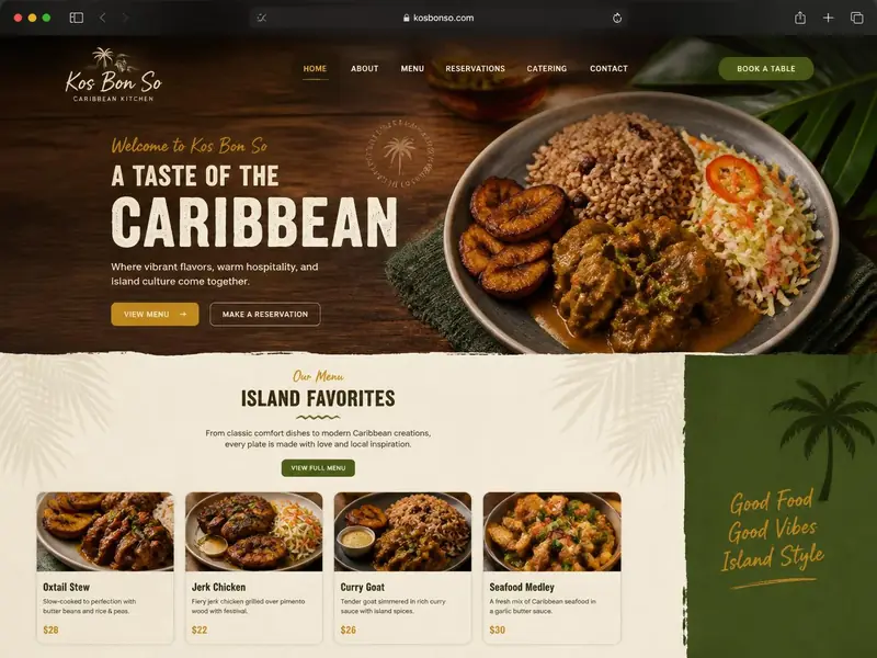Kos Bon So website designed by Nelson Web Solutions | Restaurant Website